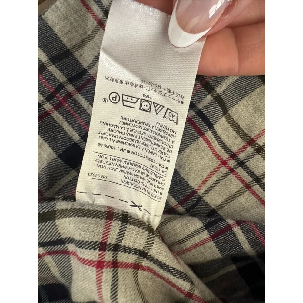 Banana Republic Mens Plaid Button Down Shirt White Navy XL